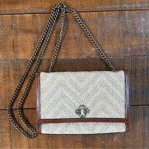 Patricia Nash Giada Natural Woven Turnlock Crossbody Purse